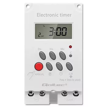 DIN-rail electronic timer QOLTEC PC0629 — 24V supply, 16A output