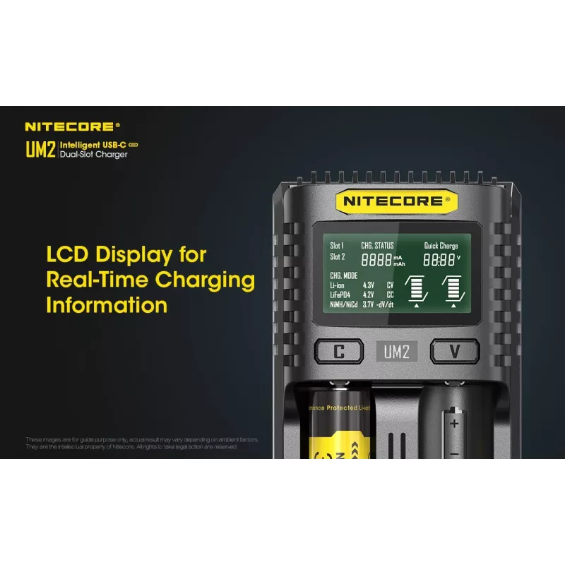 Nitecore UM2 battery charger Household battery DC Lithium-Ion Nickel-Cadmium