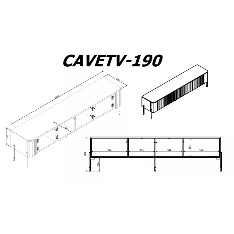 Cama VERA TV cabinet 190x40x50 cashmere matt
