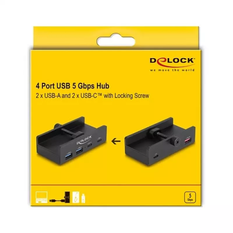 DeLOCK 64262 USB 2.0 Type-A Hub 5000 Mbit/s Black
