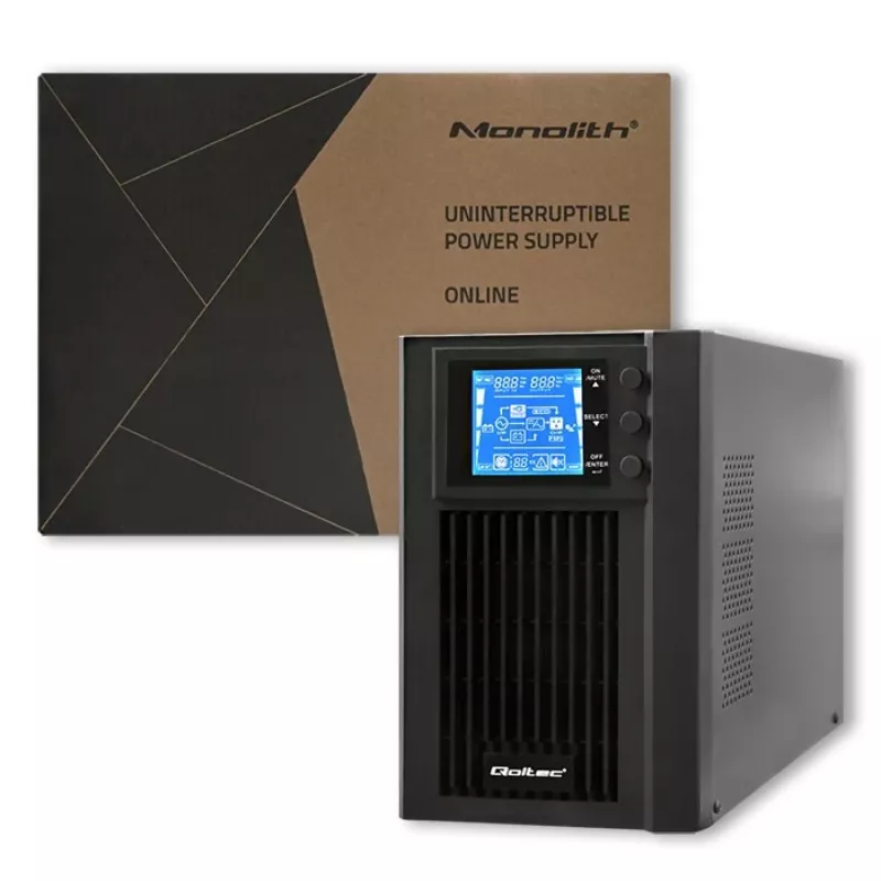 Qoltec 53042 uninterruptible power supply (UPS) Double-conversion (Online) 1 kVA 800 W 2 AC outlet(s)