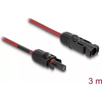 Cable DELOCK 90971 solar panel accessory, 3 m, 4 mm² cores, DL4 male–female, 1000 V DC, red/black