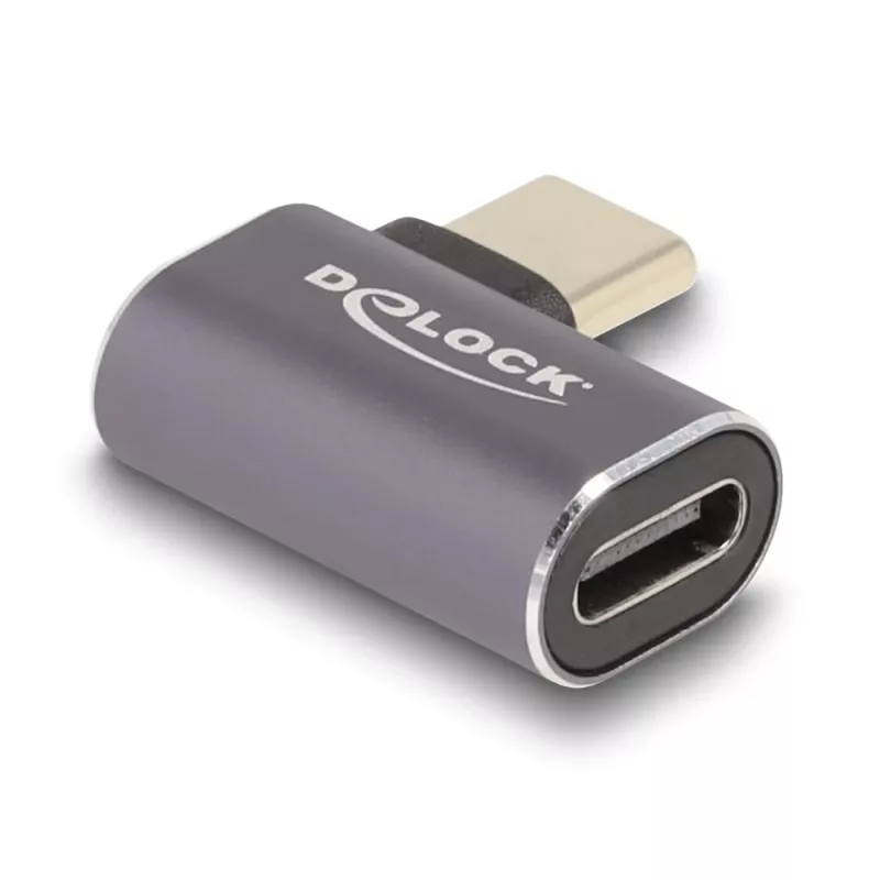 DeLOCK USB Adapter 40 Gbps USB Type-C PD 3.0 100 W male to female angled left/right 8K 60 Hz metal