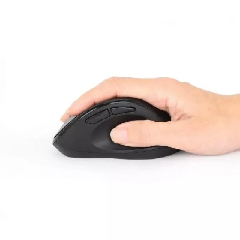 Manhattan Ergonomic Wireless Mouse, Right Handed, Adjustable 800/1200/1600dpi, 2.4Ghz (up to 10m), Six Button with Scroll Wheel, Combo USB=A and USB-C receiver, Black, AA battery (included), Three Year Warranty