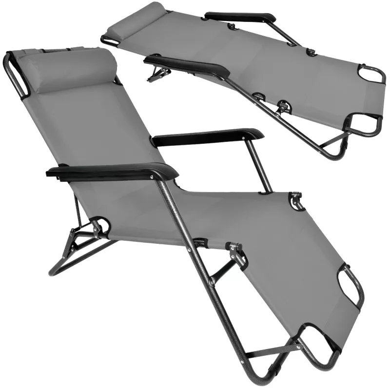 Foldable Garden Deck Chair with Cushion Black Forest, Grey