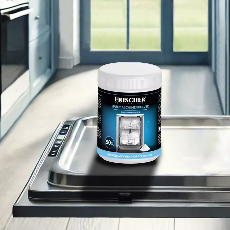 Dishwasher cleaning powder FRISCHER FR00122_1000, 1 kg, for automatic dishwashers, plastic jar