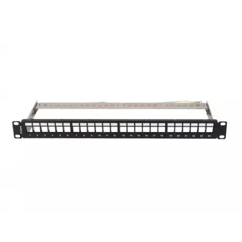 Patch panel empty 24 ports 1U 19 inches ftp for keystone modules black