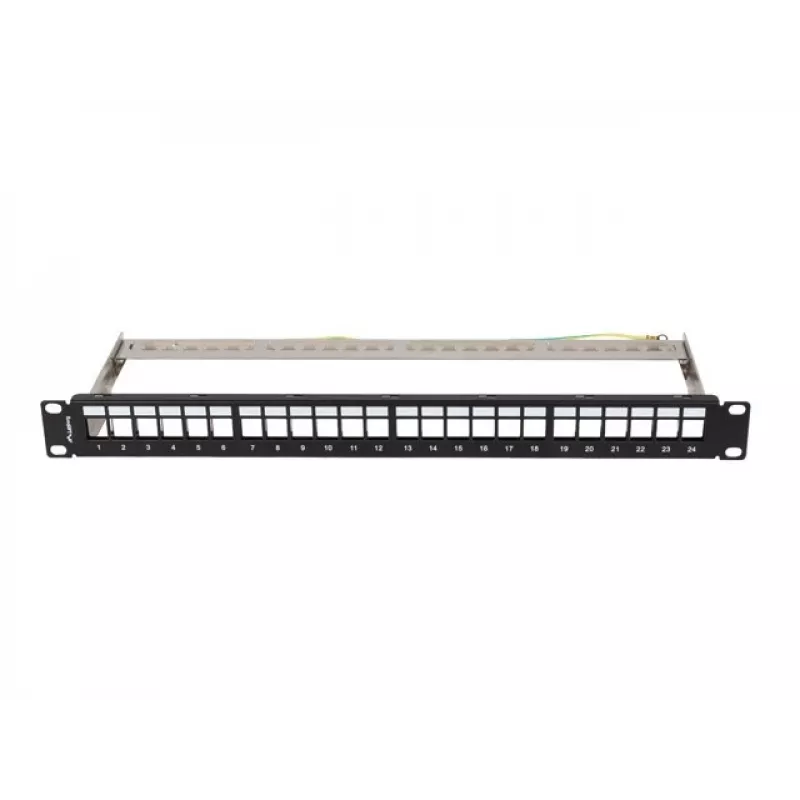 Patch panel empty 24 ports 1U 19 inches ftp for keystone modules black