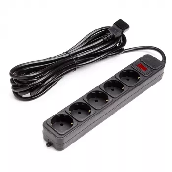 Ilgiklis UPS 5m, 5 lizdai, su jungikliu Black