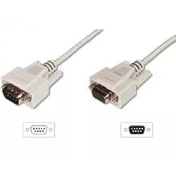Digitus ASSMANN - Serielles Verlängerungskabel - DB-9 (M) - DB-9 (W) - 3 m - geformt, Flügelschrauben - beige (AK-610203-030-E)