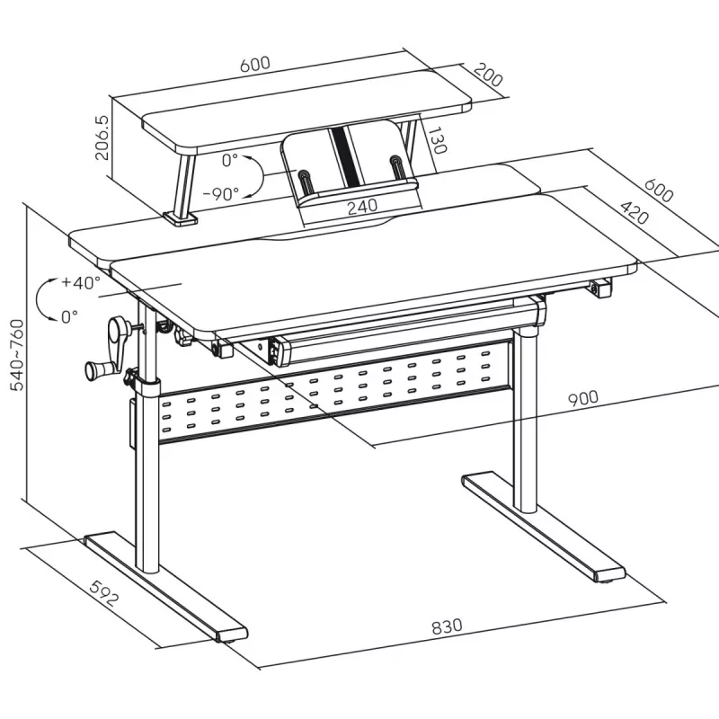Ergo Office children ergonomic desk ER-483 — height-adjustable compact design
