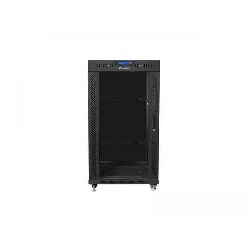 Lanberg FF01-6822-12BL Freestanding Rack Cabinet 22U 600x800mm Black with Glass Door LCD