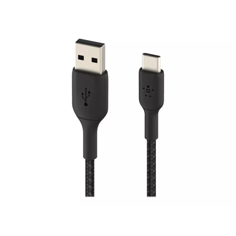 Cable braided USB-C USB-A 15cm Black