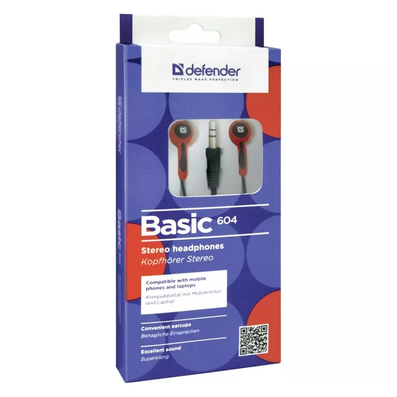 Headphones Defender BASIC 604 Black-Red
