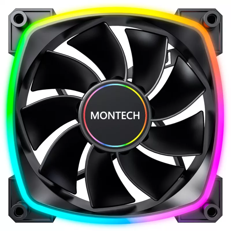 MONTECH RX140 PWM 140mm ARGB Reverse Blade Case Fan - Black