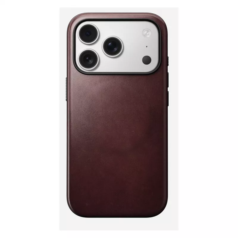 Mobile phone cover Nomad Modern Leather Case for iPhone 17 Pro, leather + TPU + PC, fits 16 cm (6.3 inch) screen, Bordeaux