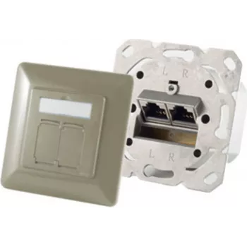 Socket-outlet 2 x RJ-45 ShiverPeaks 74280-GR — Cat6a, 500 MHz, metal housing, grey/silver