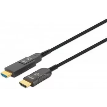 Manhattan HDMI to Micro HDMI Plenum-Rated Cable, 4K@60Hz (Premium High Speed), 100m, Active, Detachable HDMI Male (Type A), Male to Male, Black, Gold Plated Contacts, Lifetime Warranty