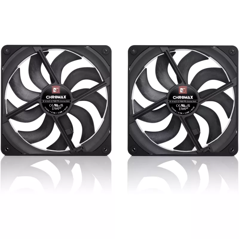 Noctua NF-A14x25 G2 PWM Sx2-PP chromax.black 140mm Dual Fan Set