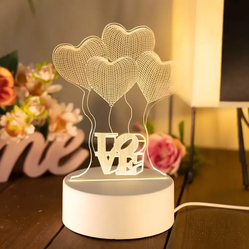 Night Lamp Extralink HOME 3D Optical Illusion Four Hearts USB bedside lamp