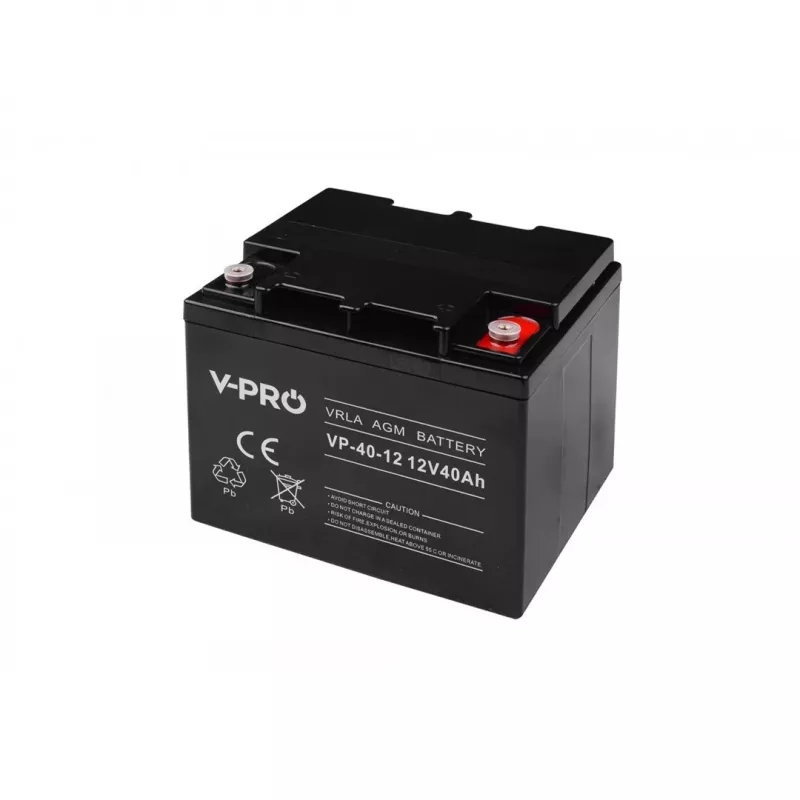 Sealed AGM battery Volt Polska VPRO 12V 40Ah — rechargeable lead‑acid battery for UPS and standby use