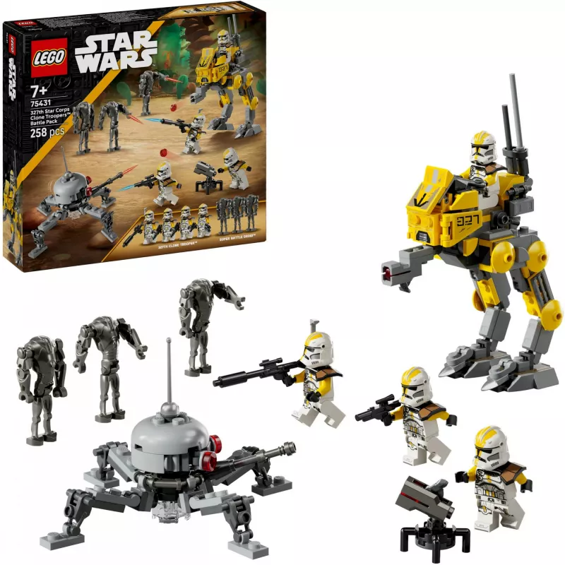 LEGO Star Wars set 327th Star Corps Clone Troopers Battle 75431 — 258 pieces, 7 minifigures, age 7+