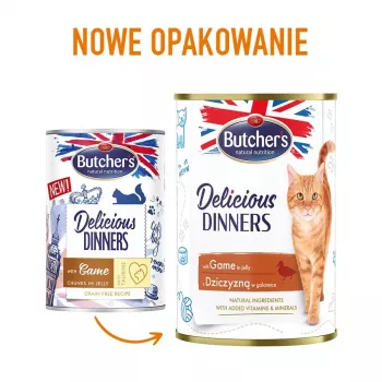 Wet cat food butcher's Delicious Dinners 400 g — Adult, venison flavor, 82% moisture, 8.5% protein, 5.5% fat