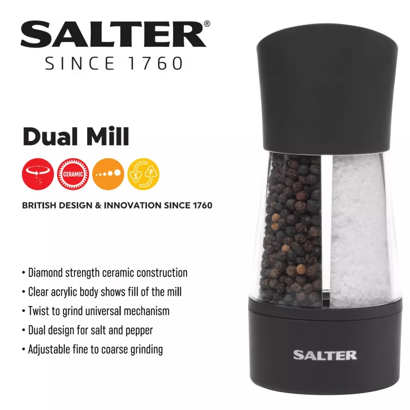 Mechanical salt grinder Salter 7612 BKXRAUP stainless steel adjustable grind