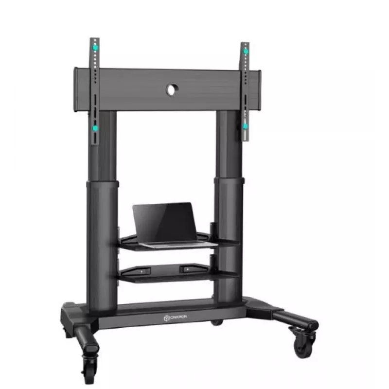 Mobile TV stand ONKRON TS2771-B for 40–80 inch TVs, black, wheeled floor stand