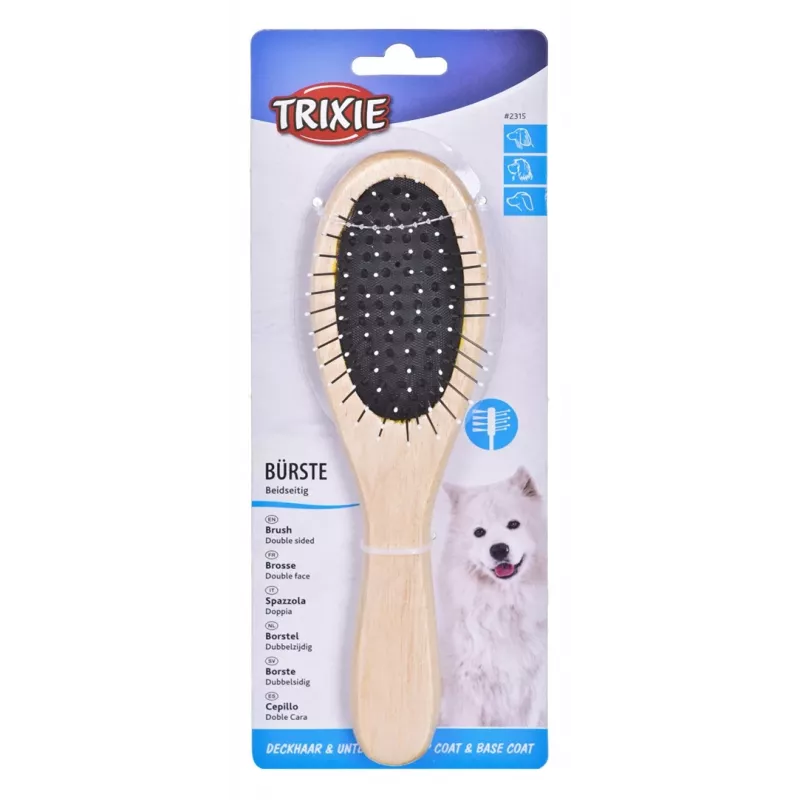Dog Brush Trixie 2315 Wood double-sided nylon bristles, wooden handle, 225×55 mm