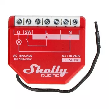 Smart switch Shelly W 1PM Plastic 16A 110–240V, Z‑Wave, 868.4 MHz, red, 42×37×16 mm