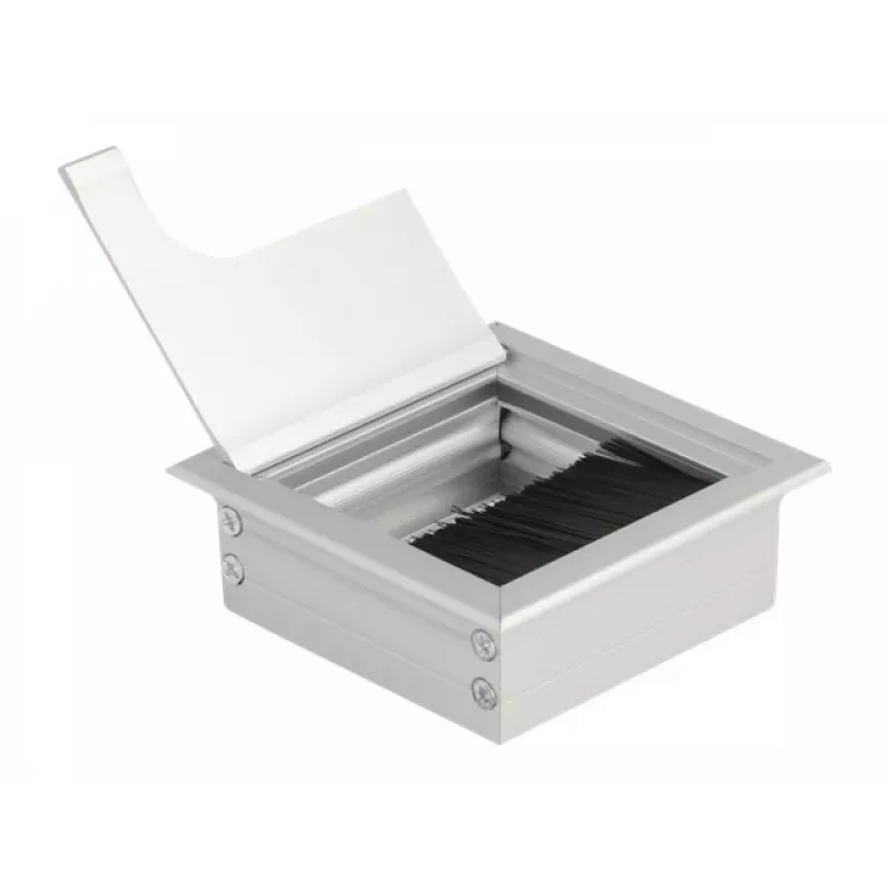 DeLOCK Cable grommet for table mounting with brush 80x80x28mm silver