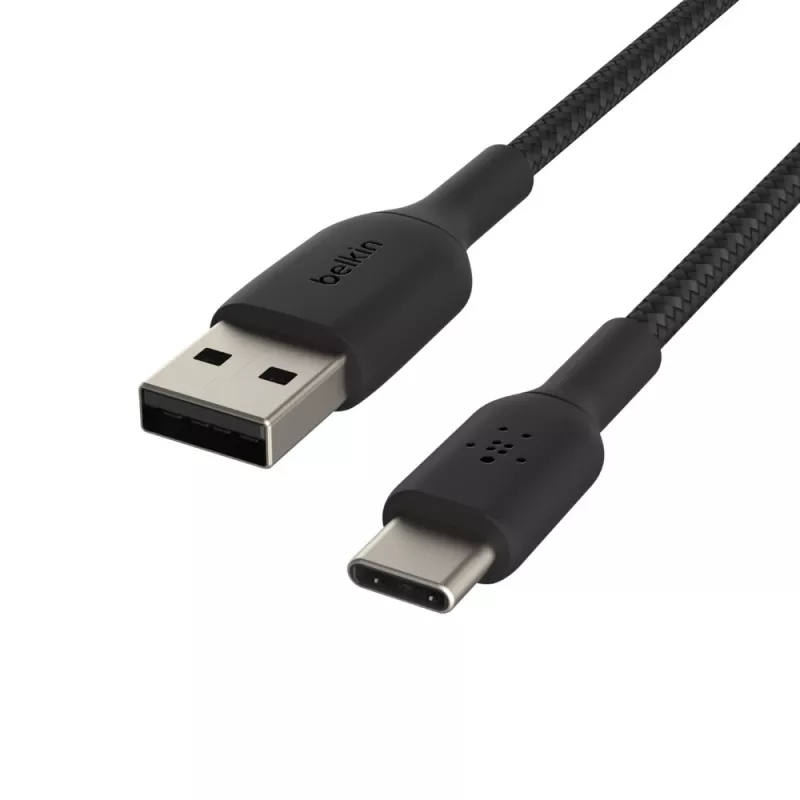Cable Braided USB-C USB-A 2m Black