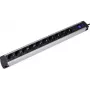 Power strip AS Schwabe 18360 with surge protection, Schuko sockets, black/silver