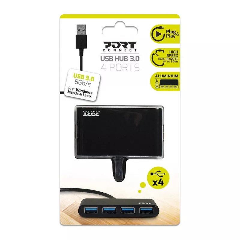 USB Hub Port Designs 900121 USB 3.2 Gen 1 Type-A 5000 Mbit/s Black