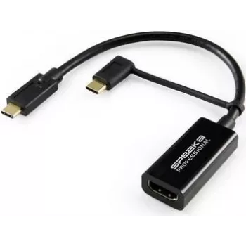 SpeaKa Professional SP-9015340 Video Cable-Adapter 0,15 m USB Type-C HDMI Black (SP-9015340)