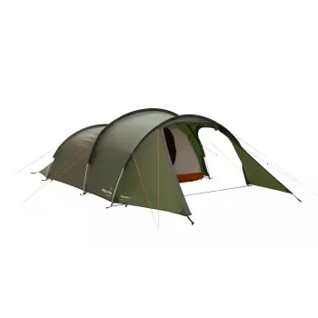 Tunnel tent easy camp Pasvik 4 — 4-person, hard frame, 3 m waterproof fly, aluminium poles, dark green, 2350×4050×1200 mm