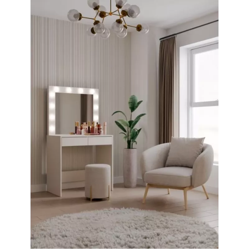 Dressing table set top e shop Marina T+ 2S+L, Kashmır colour, particleboard, LED mirror, 810×500×1500 mm