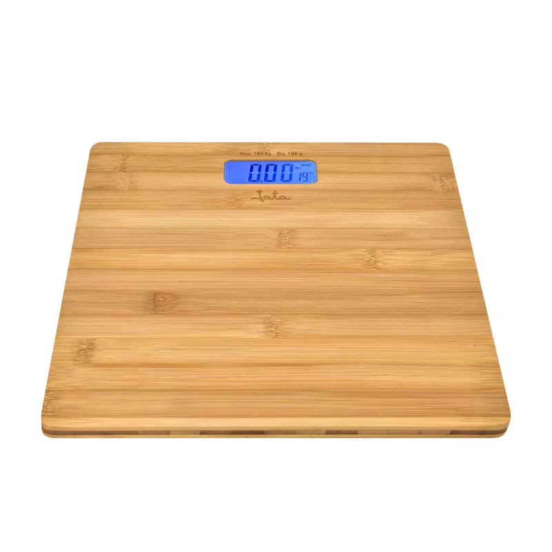 Electronic personal scale Jata HBAS1489 — 180 kg capacity, 100 g accuracy, 10.2 cm LCD, bamboo platform