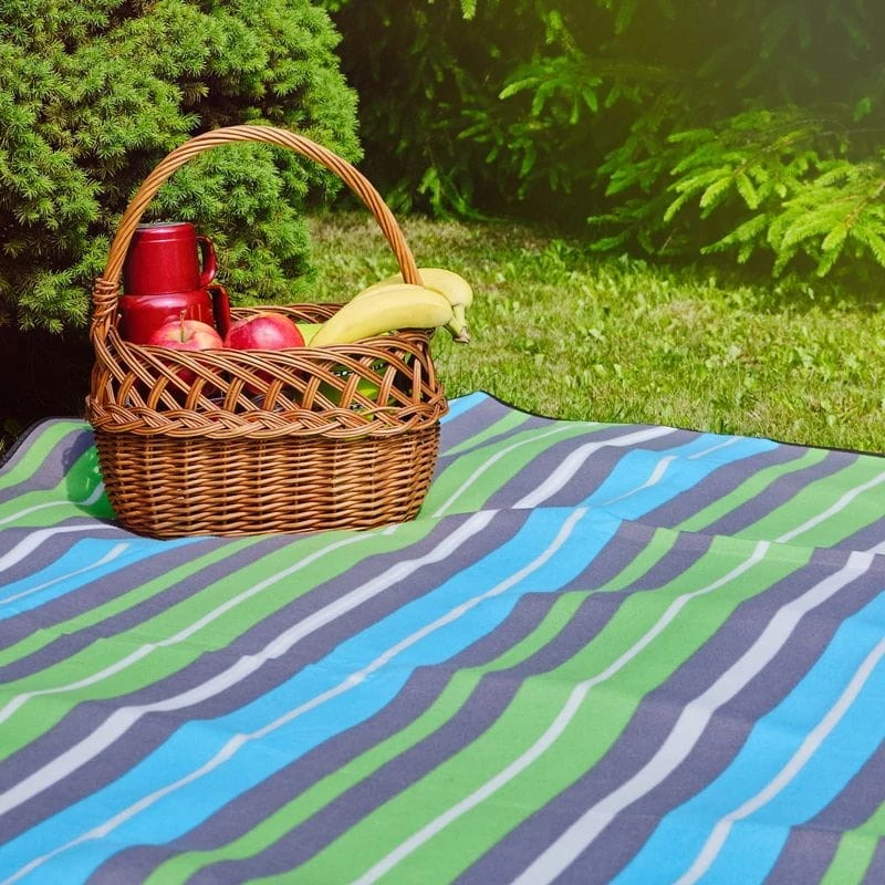 Picnic blanket PROMIS KP200PZ, green stripes, 200 x 150 cm