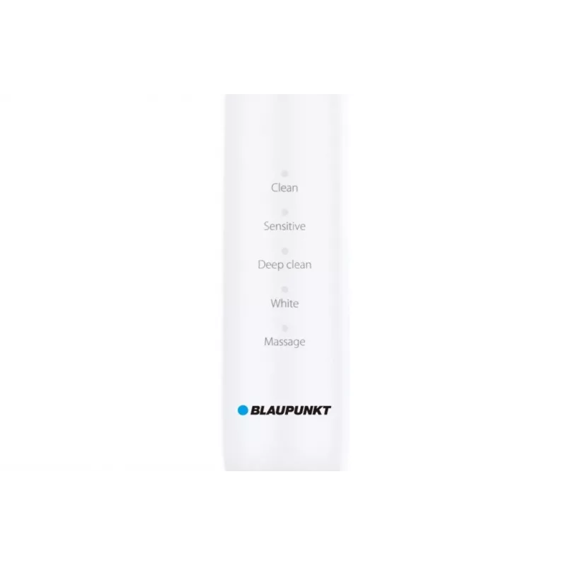 Electric sonic toothbrush BLAUPUNKT DTS201WH — compact white, oval brush head, sensitive mode, 2‑min timer, built‑in 5V battery