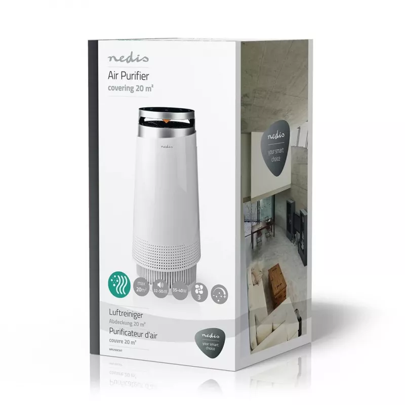 Nedis AIPU100CWT air purifier 20 m² 50 dB 35 W Black, White