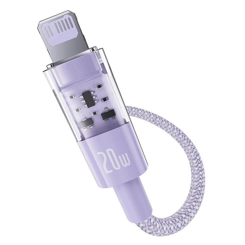 USB-C to Lightning fast charging cable Baseus Gem 1 m 20 W Purple, nylon jacket, 7-pin Lightning