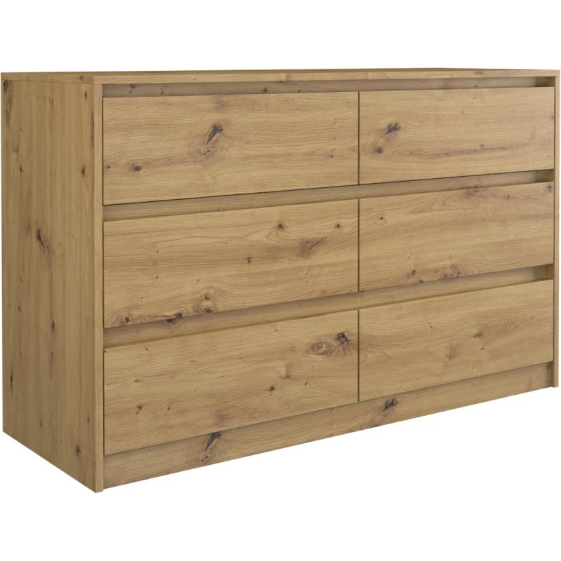 Chest of drawers top e shop K120 ARTISAN 2X3, oak finish, 6 drawers, 750×400×1200 mm