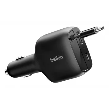 Belkin 75W 2-Port w Retractable USB-C Cbl Car - Cable (CCC001HQBK)