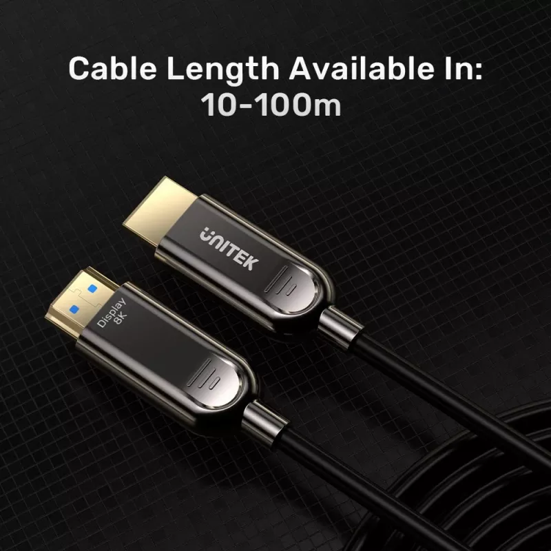HDMI cable Unitek C11085GY01-15M — HDMI Type A to A, 30 m, HDMI 2.1, 8K@60Hz, 4K@144Hz, gold-plated contacts, black