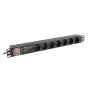 Power distribution unit LANBERG PDU-PRO-07F-0200-BK — 1U rack PDU, 7 Type F outlets, 16 A, 2 m cable, black