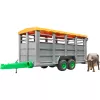 Livestock trailer with 1 cow model accessory, BRUDER, scale 1:16, plastic, green/grey