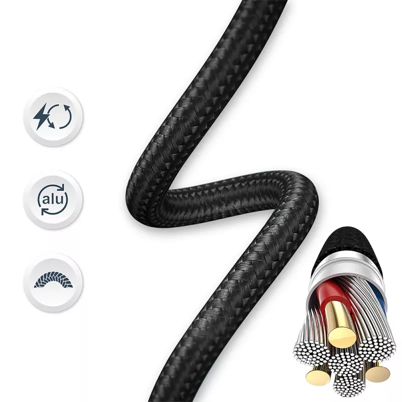 USB-C cable Tellur TLL155791, 1 m, 3A, Black