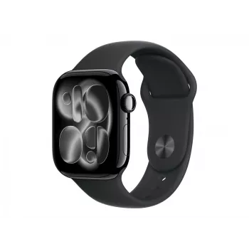 Apple Watch Series 11 GPS + Cellular 42mm Jet Black Aluminium Case with Black Sport Band - M/L | Apple